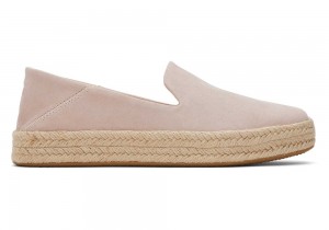 Toms Carolina Semsket Skinn Espadrille Rosa | 1426SGQZT