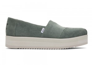 Toms Corduroy Midform Espadrille Grønn | 8361PBFZA