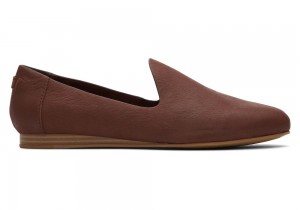 Toms Darcy Chestnut Lær Flate Sko Brune | 0942LTYUG