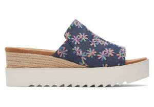 Toms Diana Mule Embroidered Floral Sandaler Marineblå | 5781KEHGF