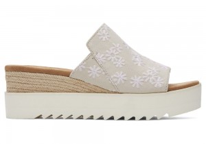 Toms Diana Mule Embroidered Floral Sandaler Hvite | 3672ZRAMS