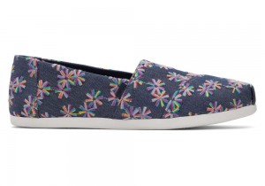 Toms Embroidered Floral Espadrille Marineblå | 7614YJKNO