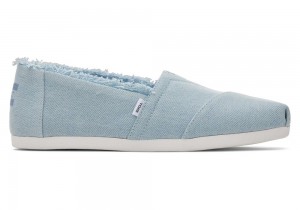 Toms Fringed Washed Denim Espadrille Blå | 1647ISPCM