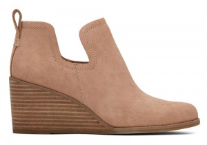 Toms Kallie Semsket Skinn Wedge Støvler Brune | 2945ZUPHC