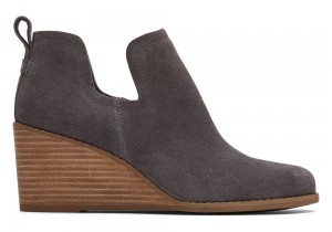 Toms Kallie Semsket Skinn Wedge Støvler Grå | 7253COMKZ