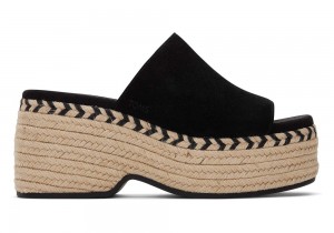 Toms Laila Mule Semsket Skinn Platåsandaler Svarte | 4510VKMFB