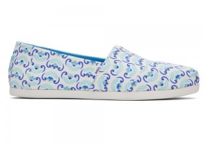 Toms Mediterranean Flowers Espadrille Blå Marineblå | 6412PMYHL