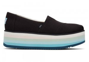 Toms Platform Espadrille Svarte | 3107DGBCR