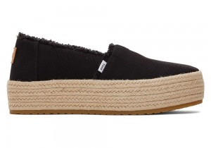 Toms Valencia Canvas Platform Espadrille Svarte | 5732UAKYH