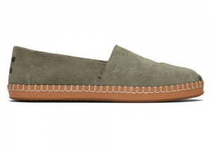 Toms Vetiver Semsket Skinn Lær Wrap Espadrille Grå | 0976DRKYT