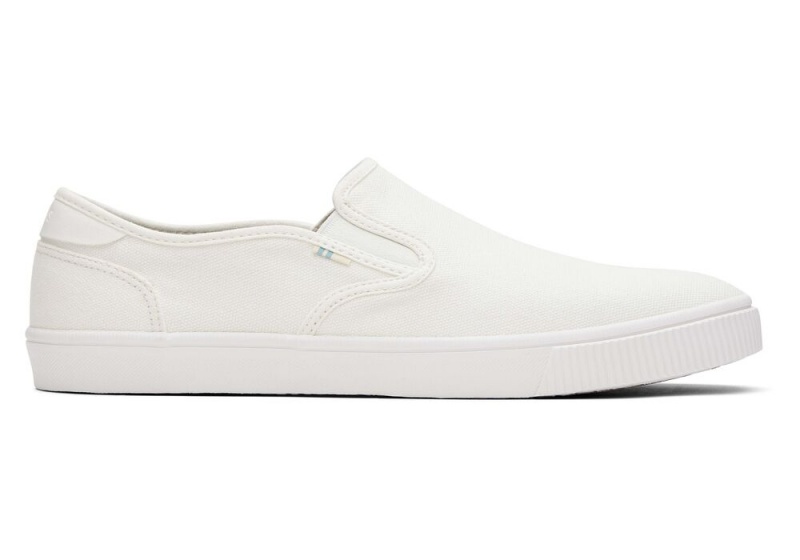 Toms Baja White Canvas Slip On Joggesko Hvite | 6270OALRG