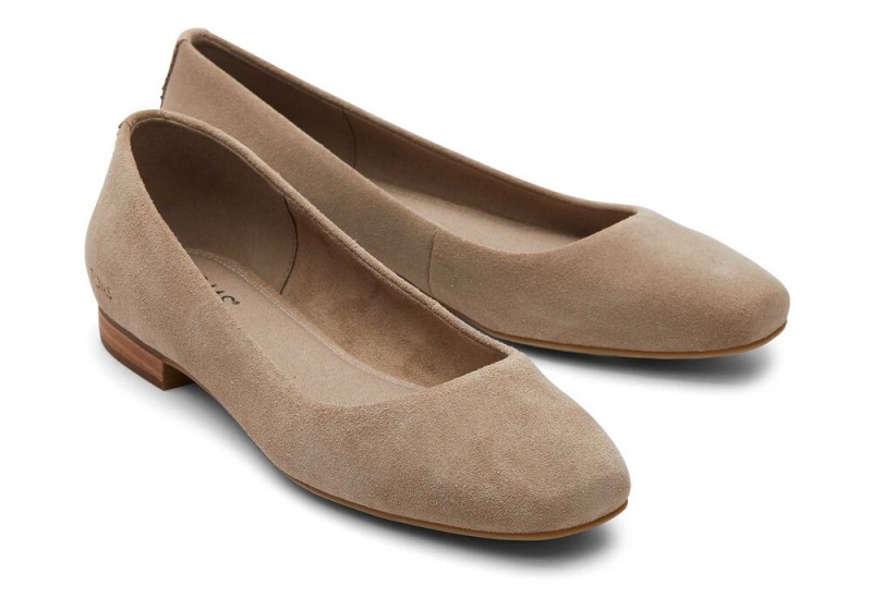 Toms Briella Taupe Semsket Skinn Flate Sko Sølv | 2378QBNFX