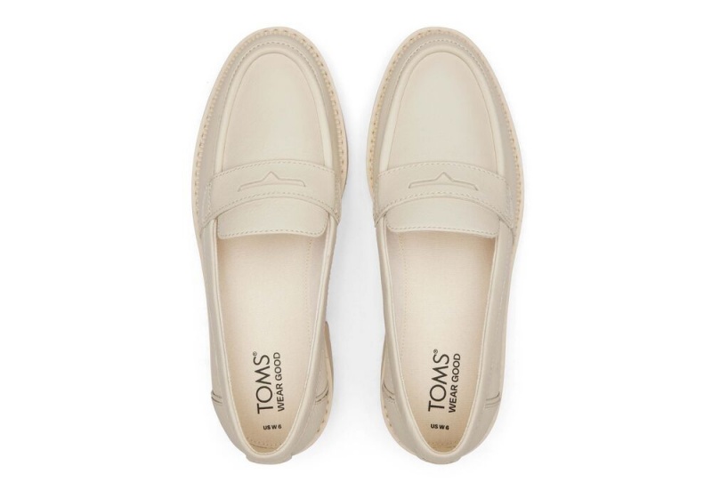 Toms Cara Light Sand Lær Loafer Flate Sko Beige | 5891EAMLR