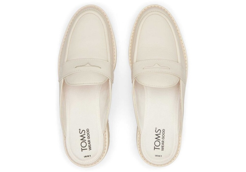 Toms Cara Mule Light Sand Lær Loafer Flate Sko Beige | 2687MWQTZ