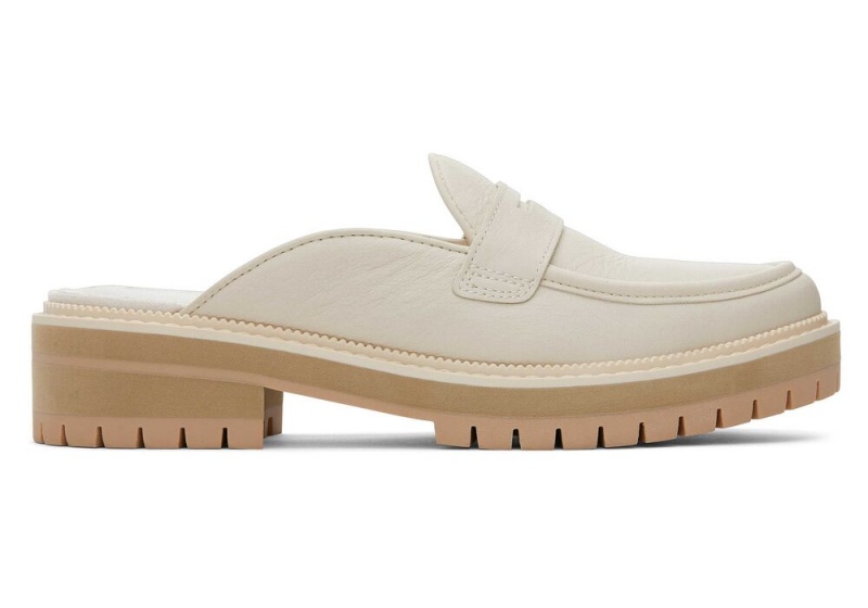 Toms Cara Mule Light Sand Lær Loafer Flate Sko Beige | 2687MWQTZ