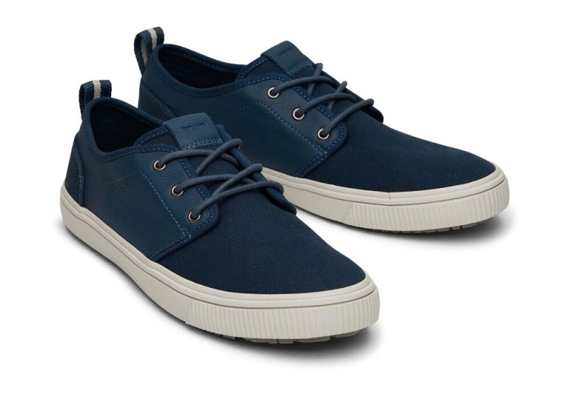 Toms Carlo Terrain Lær Vann Resistant Sneakers Mørke Indigo | 7842DUXYQ