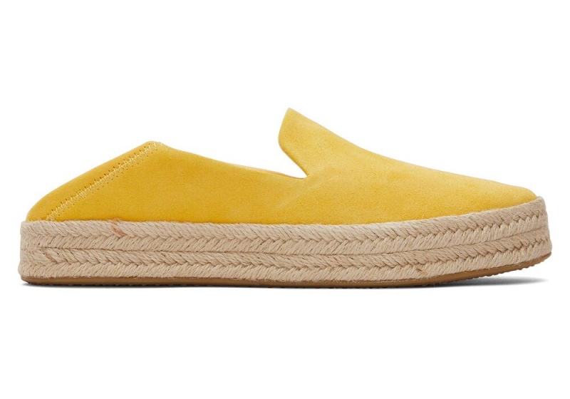 Toms Carolina Semsket Skinn Espadrille Gul | 0987AQGLB