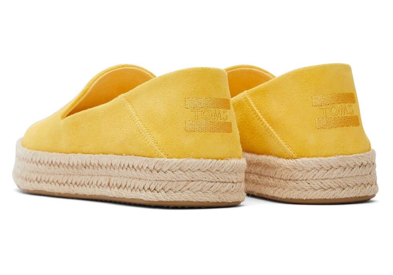 Toms Carolina Semsket Skinn Espadrille Gul | 0987AQGLB