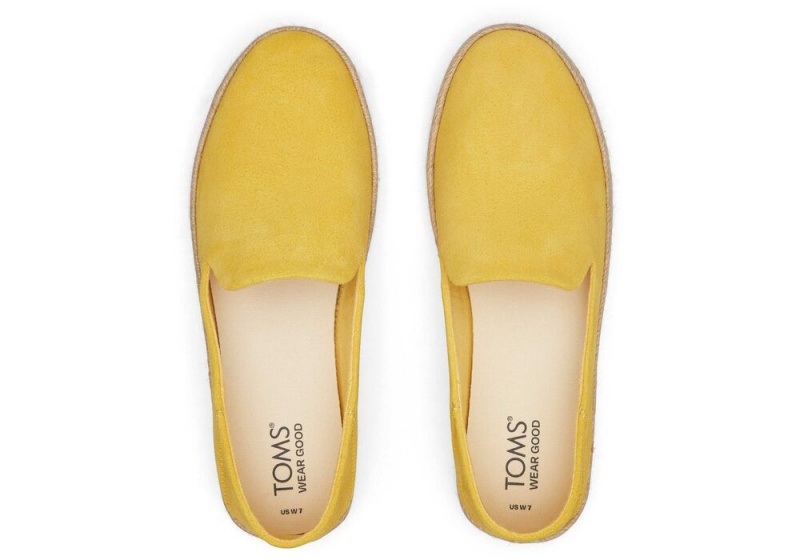 Toms Carolina Semsket Skinn Espadrille Gul | 0987AQGLB