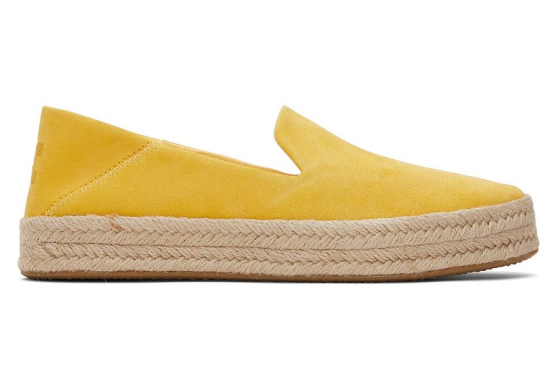 Toms Carolina Semsket Skinn Espadrille Gul | 0987AQGLB