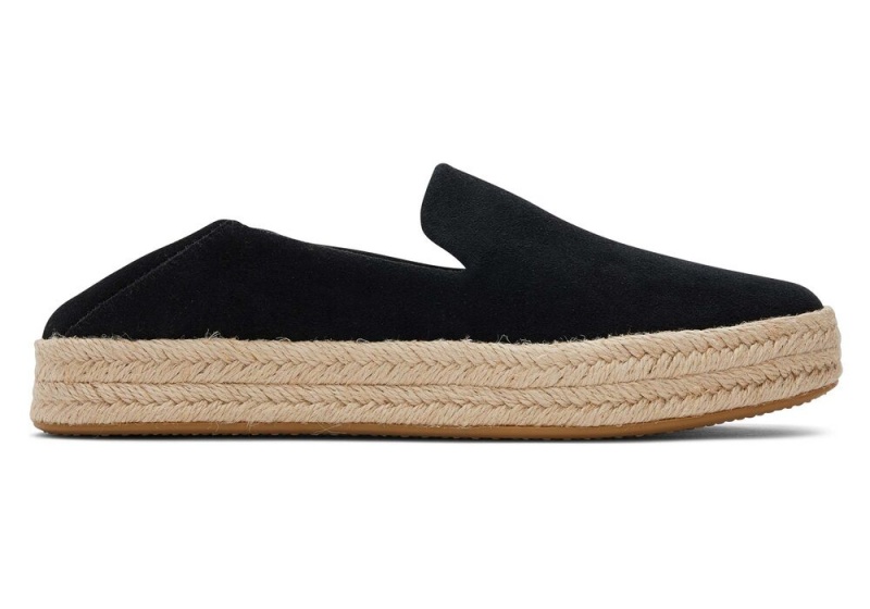 Toms Carolina Semsket Skinn Espadrille Svarte | 0841LQJOU