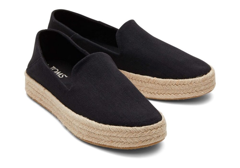 Toms Carolina Twill Espadrille Svarte | 5907HFQSK