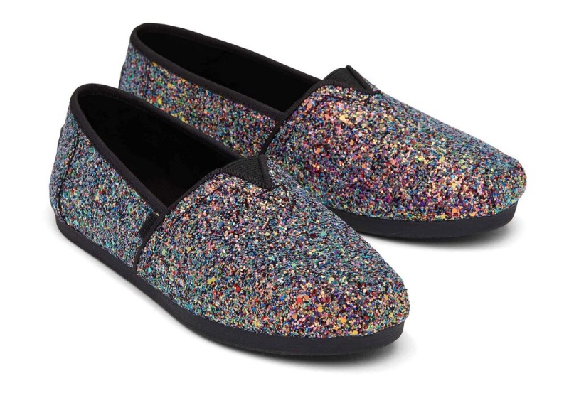 Toms Chunky Glitter Espadrille Svarte | 9783WCJIU