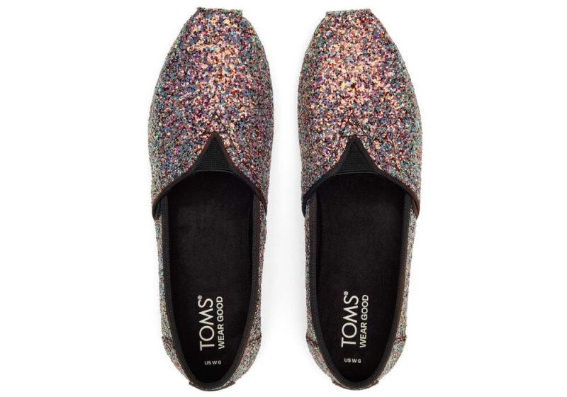 Toms Chunky Glitter Espadrille Svarte | 9783WCJIU