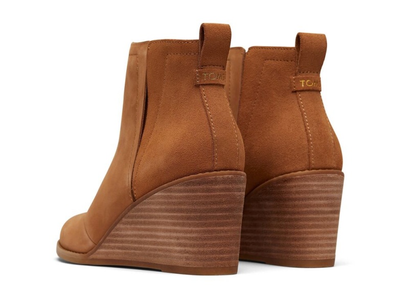 Toms Clare Tan Lær Wedge Støvler Brune | 4278FGPRI