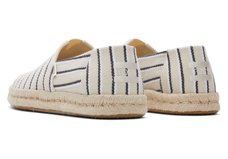 Toms Cream Woven Stripes Rope 2.0 Espadrille Svarte | 8753ZLJOU