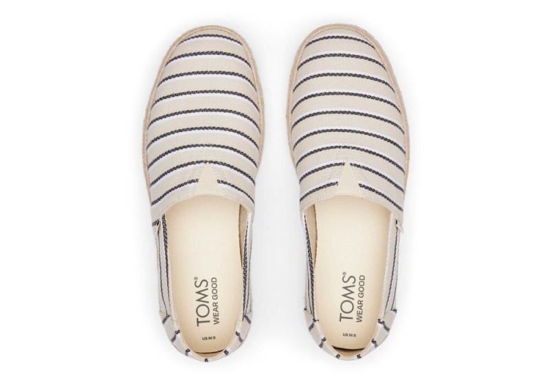 Toms Cream Woven Stripes Rope 2.0 Espadrille Svarte | 8753ZLJOU