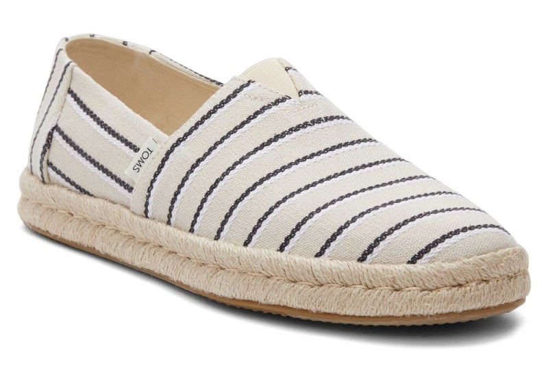 Toms Cream Woven Stripes Rope 2.0 Espadrille Svarte | 8753ZLJOU