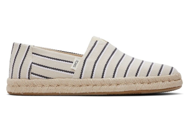 Toms Cream Woven Stripes Rope 2.0 Espadrille Svarte | 8753ZLJOU