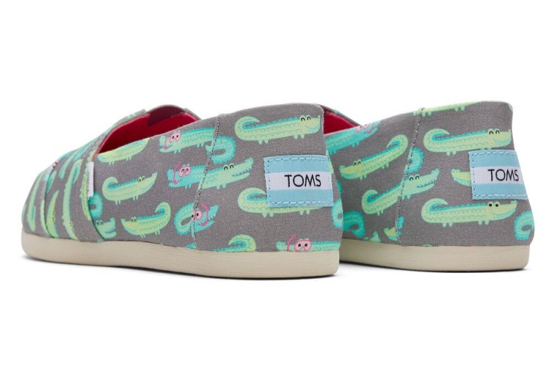 Toms Crocodiles Espadrille Grå | 4319KEDVR