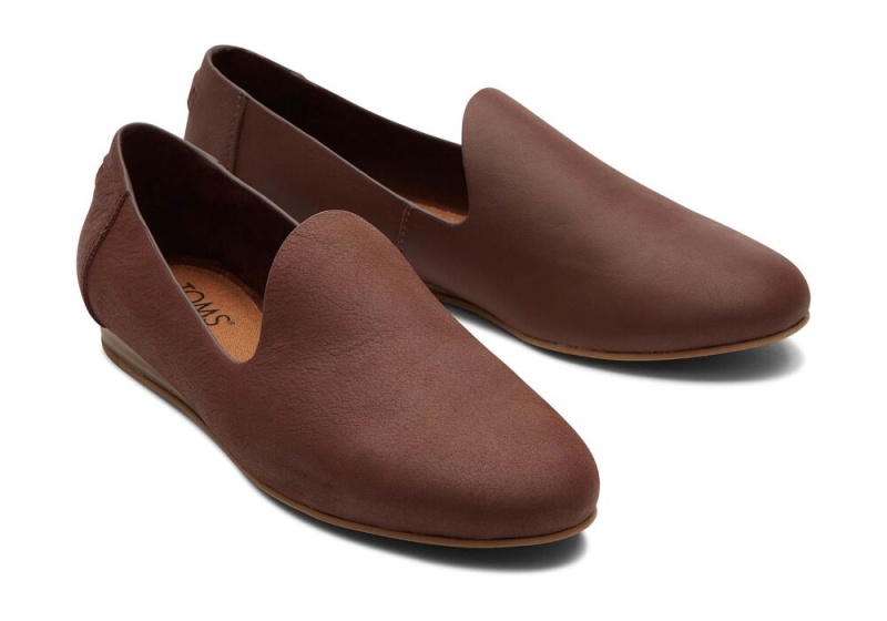 Toms Darcy Chestnut Lær Flate Sko Brune | 0942LTYUG