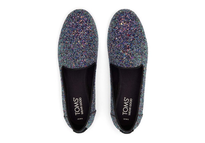 Toms Darcy Chunky Glitter Flate Sko Svarte | 4297VXYUK