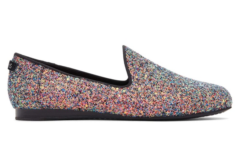 Toms Darcy Chunky Glitter Flate Sko Svarte | 4297VXYUK