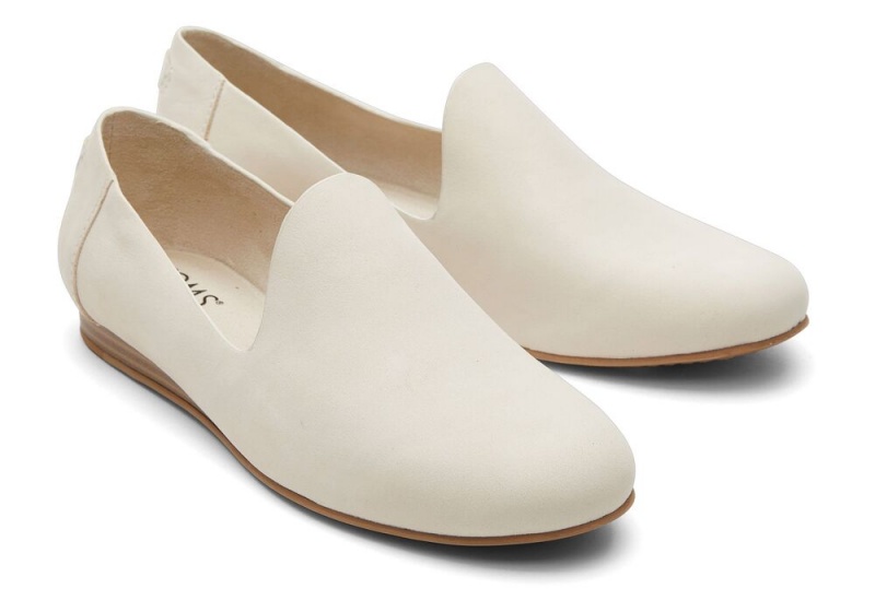 Toms Darcy Lær Flate Sko Beige | 9402FRYWQ