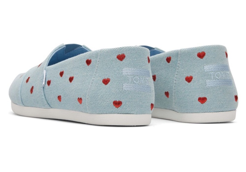 Toms Denim Embroidered Hearts Espadrille Blå | 1437OSLQM