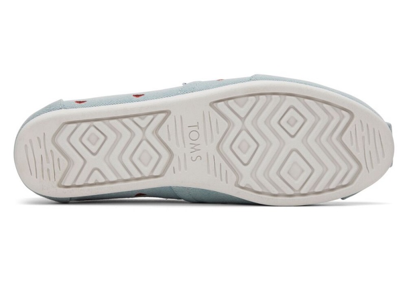 Toms Denim Embroidered Hearts Espadrille Blå | 1437OSLQM