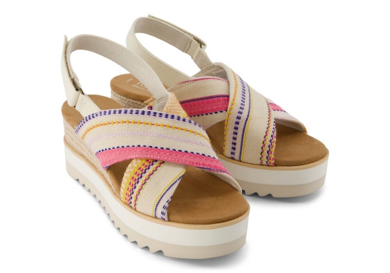 Toms Diana Crossover Fuchsia Stripes Kile Sandaler Fuchsia | 2840CFNKD