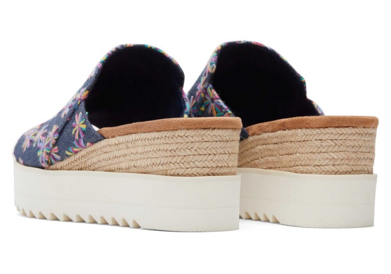 Toms Diana Mule Embroidered Floral Sandaler Marineblå | 5781KEHGF