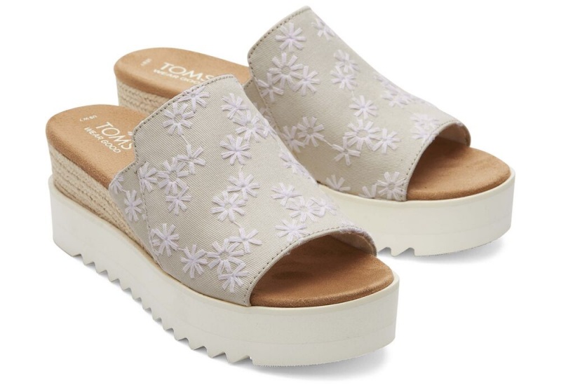 Toms Diana Mule Embroidered Floral Sandaler Hvite | 3672ZRAMS