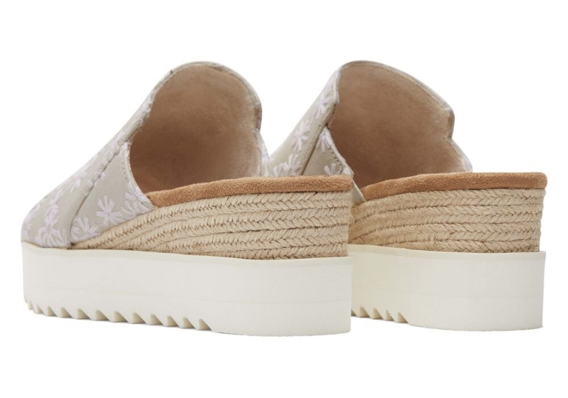 Toms Diana Mule Embroidered Floral Sandaler Hvite | 3672ZRAMS