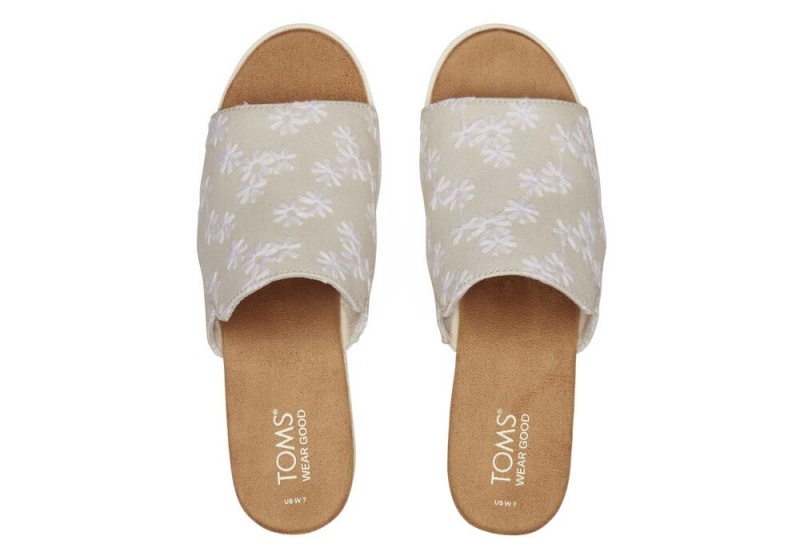 Toms Diana Mule Embroidered Floral Sandaler Hvite | 3672ZRAMS