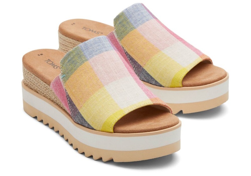 Toms Diana Mule Picnic Plaid Sandaler Multicolor | 4156BSHJU