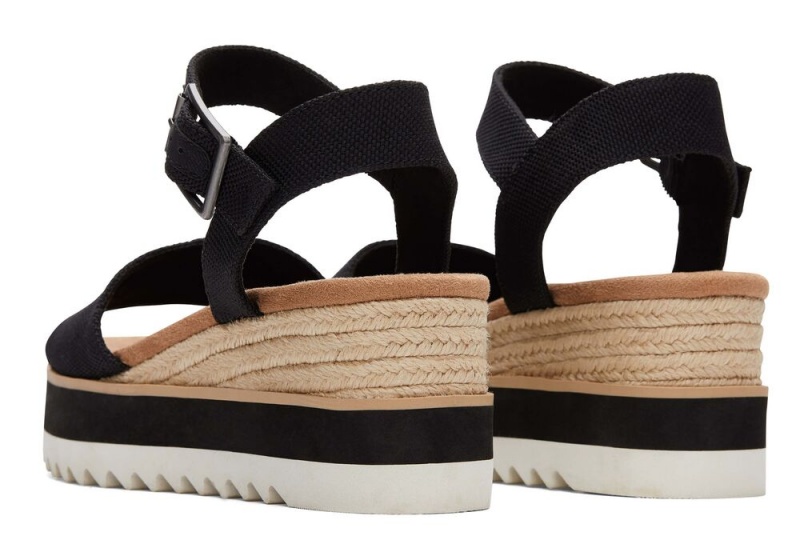 Toms Diana Wedge Brede Kile Sandaler Svarte | 7563IREMJ