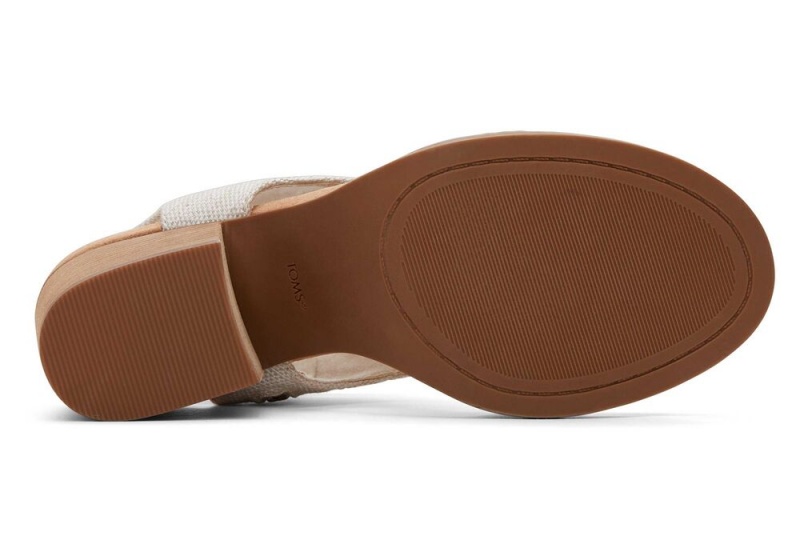 Toms Eliana Beige Semsket Skinn Sandaler med Hæl Beige | 6530NSGUK