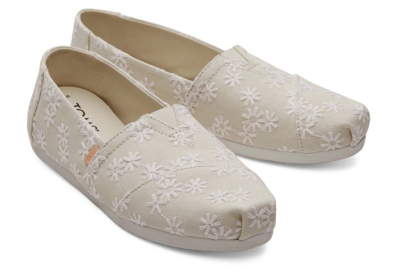 Toms Embroidered Floral Espadrille Hvite | 5037KAGZL