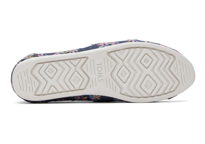 Toms Embroidered Floral Espadrille Marineblå | 7614YJKNO